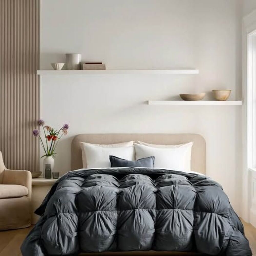 Quince Full | Queen Cotton Pintuck Comforter Nightfall NEW Organic Cotton NEW